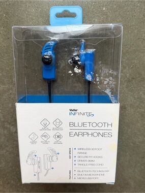 New in box Vivitar INFINITE Blue Black Bluetooth Earphones